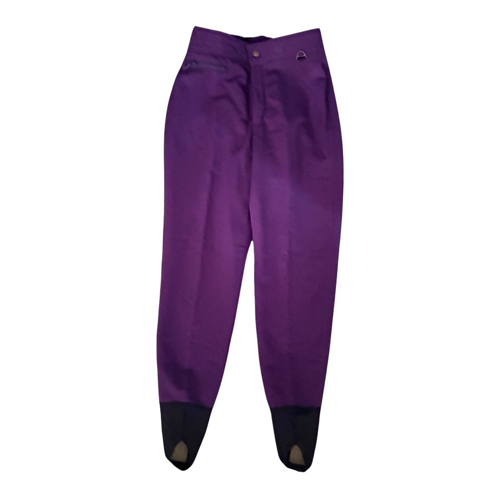 Eddie Bauer Stirrup Ski Pants Womens 10 Purple Schoeller Wool Blend High Waist